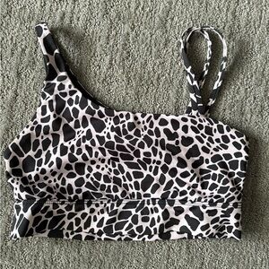 Onzie Black and Cream One-Shoulder Bra